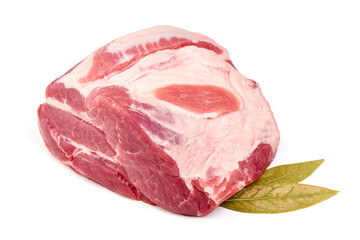Raw pork meat, isolated on white background.