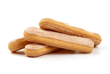 Sugared Puff Pastry Cookies, Isolated on White Background.