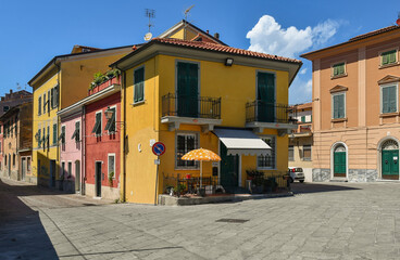 View of the old town with the typical colorful houses in summer