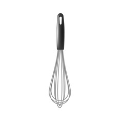 Realistic metal whisk with black handle - kitchen whisking equip