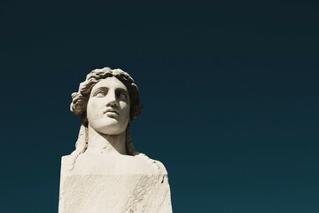 Marble statue on the arena of Panathenaic stadium in Athens, Greece.