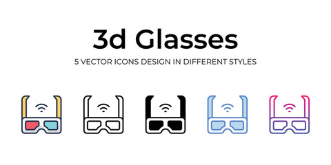 3d glasses icons set vector illustration. vector stock,