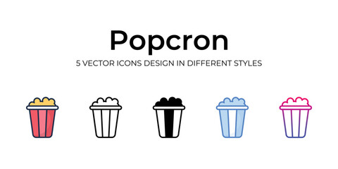 popcorn icons set vector illustration. vector stock,