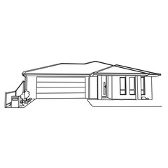 House One line drawing.Vector line art.