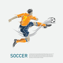 soccer player is jumping ready to kick the ball isolated vector illustration.