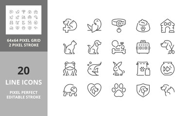 pets and vet 64px and 256px editable vector set