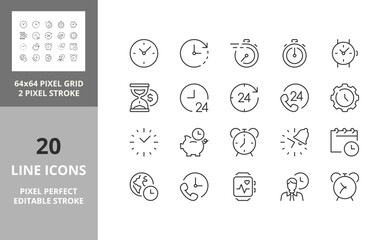 time clocks 64px and 256px editable vector set