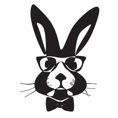 One Line Bunny Rabbits Print Art . Minimal Line drawing. Line Vector illustration. Year of the Black Water Rabbit. Animal Drawing . Black and White.