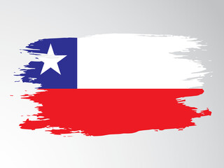 Chile flag painted with a brush