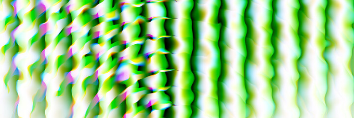 Vivid nature green white illustration vertical wavy striped shapes, psychedelic disco. Fresh wave. Vapor wave cyberpunk style. Retro futurism, web punk, rave DJ techno in reflection disco shape	
