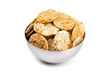 Multigrain snack in stainless steel bowl