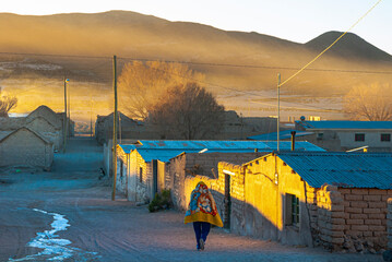 sunrise in a small village near the salar de uyuni in the bolivian altiplano