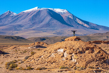 landscape with mountains in the bolivian altiplano