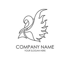 Fototapeta na wymiar bird head simple line art logo