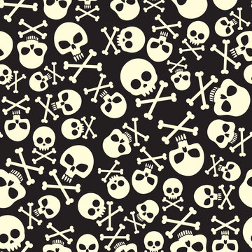 Scary Halloween skull pattern for fabric, wrapping paper.