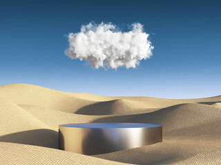 Surreal desert landscape with cloud on blue sky - 530879488