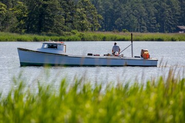 Man on a crabbing boat, Kent Island, Chesapeake Bay