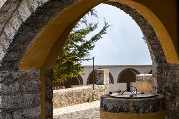 Courtyard of the Monastery of Pantokrator on the island of Corfu