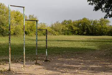 old sports ground with a horizontal bar in the park