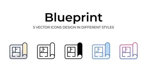 blueprint icons set vector illustration. vector stock,