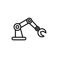 Robot arm line icon isolated on white background
