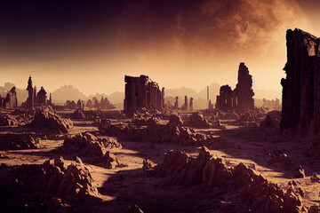Alien planet landscape.3d illustration