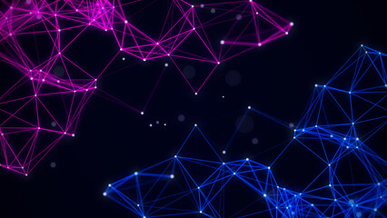 Network connection technology. Abstract background with points and lines. Digital futuristic backdrop. Big data visualisation. 3D rendering.