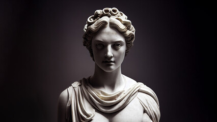 Illustration of a Renaissance marble statue of Hera. She is the queen of the Gods, the Goddess of marriage and marital, Hera in Greek mythology, known as Juno in Roman mythology. - obrazy, fototapety, plakaty