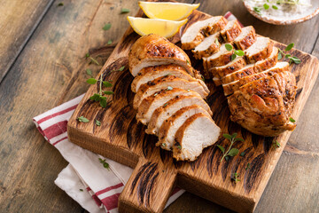 Roasted or seared chicken breast with herbs