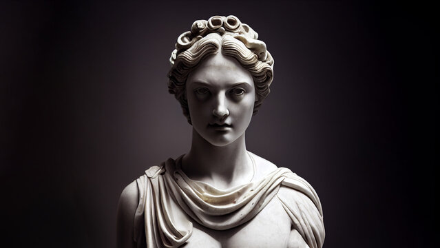 Premium Photo  Elegant ancient bust roman greek woman with grape