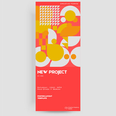 Ticket vector template layout with abstract  vector geometric shapes.Bauhaus background design. Great for branding presentation, poster, cover, art, tickets, prints, etc.