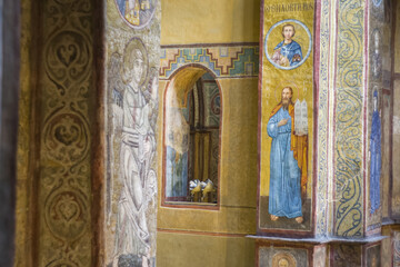 KYIV, UKRAINE - September 11 2022: Interior of the Orthodox Cathedral of Kyiv