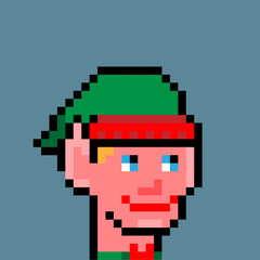 Christmas Elf crypto characters NFT collection. Pixel crypto art style