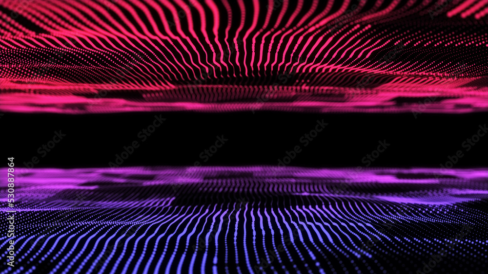 Poster network connection technology. abstract blue and pink background with points and lines. digital futu