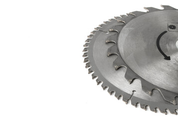 Metal circular saws for carpentry, woodworking, on a white background