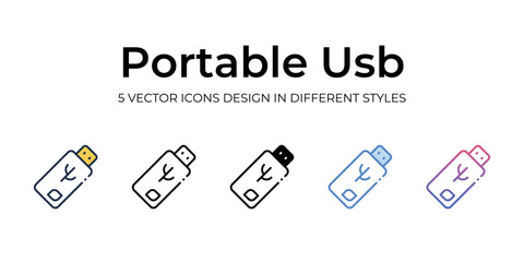 portable usb icons set vector illustration. vector stock,