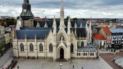 drone photo catholic church saint martin, Église Saint-Martin Roubaix France europe