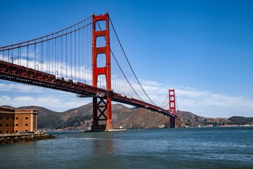 Golden Gate Bridge on a sunny day in San Francisco, US