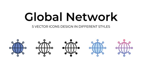 global network icons set vector illustration. vector stock,