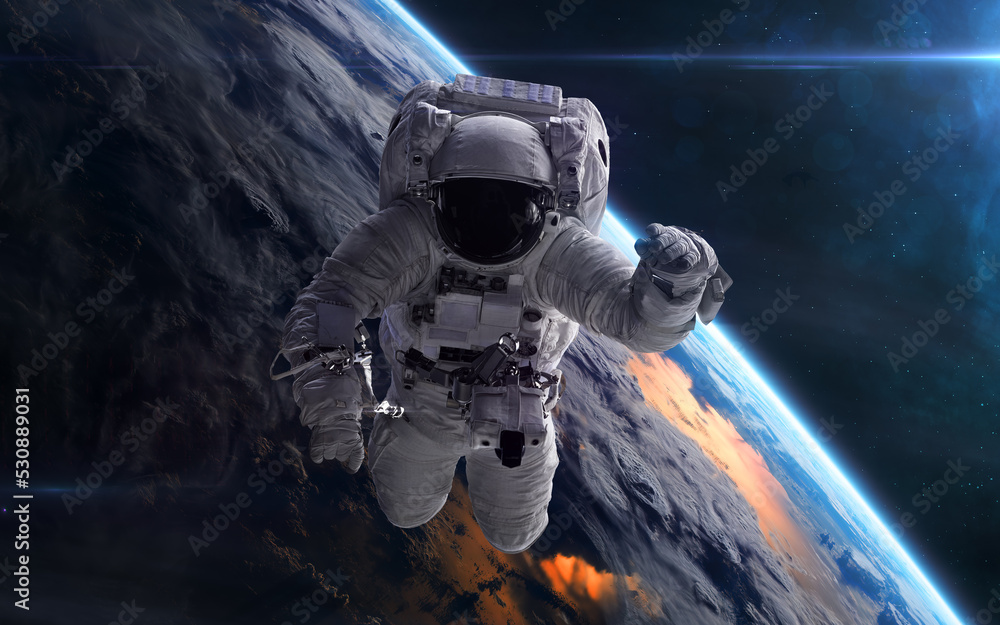 Canvas Prints astronaut on space walk. orbit of the planet earth. solar system. science fiction. elements of this 