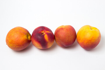 Nectarine isolated on white background. Ripe and tasty fruits
