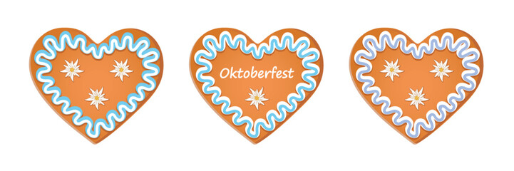 Obraz premium gingerbread heart oktoberfest with edelweiss decoration vector