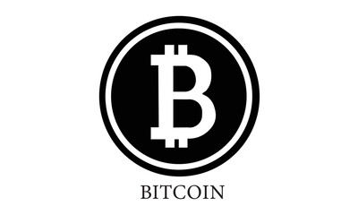 Bitcoin icon for pay. Cryptocurrency symbol. Simple black vector.