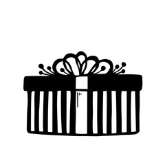 Linear doodle boxes in holiday packaging. Vector graphics.