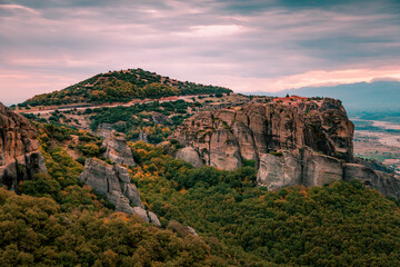 Fototapeta na wymiar amazing view of popular place of Greece - Meteora mountains, popular place for tourists, exclusive - this image sell onle Adobe stock