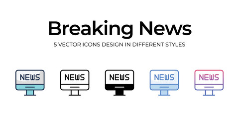 breaking news icons set vector illustration. vector stock,