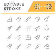 Set line icons of nails