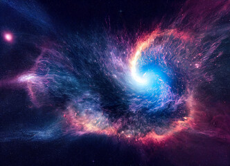 Nebula spiraling around a black hole