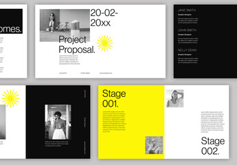 Minimal Pitch Deck Layout with Yellow Accent