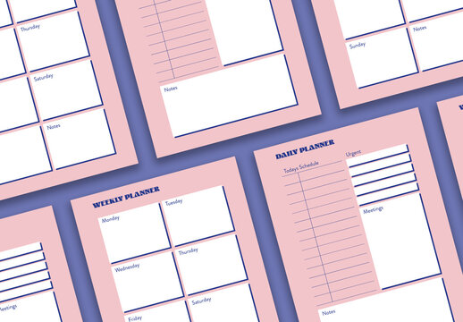 Pink and Eletric Blue Planner